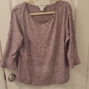 Liz Claiborne Striped Blouse - Purple and White